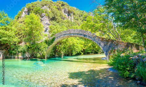 Obraz na płótnie View of the old stone bridge Noutsos located in central Greece, Zagori, Europe w salonie