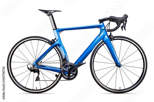 blue carbon racing sport road racer bike bicycle racer isolated