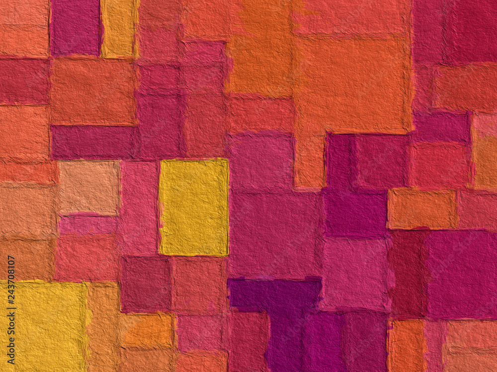 Fototapeta premium illustration graphic design geometric color block pattern background with rough paper texture background