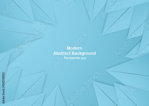 Abstract blue background with pastel color. Template for business presentation, cover, invitation, poster, advertisement, banner. New trend of vector illustration design in 3D paper cut.