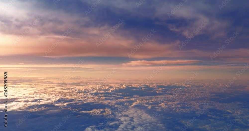 Amazing nature landscape background of sunset sky view high above clouds. Beautiful aerial panorama Amazing nature landscape background of sunset sky view high above clouds. Beautiful aerial panorama