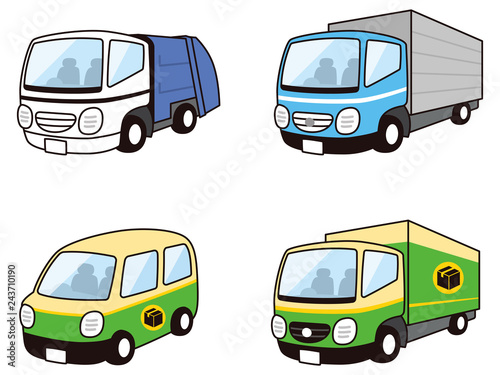 ゴミ収集車　中型トラック　宅配車