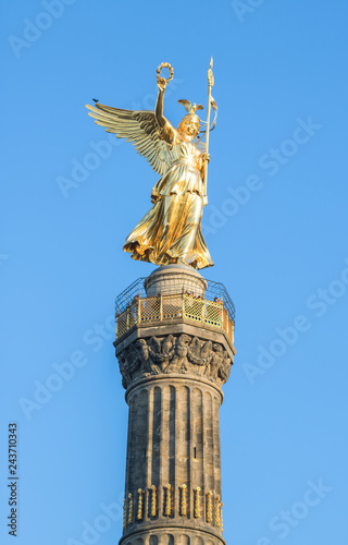 Closeup of golden Victory Column in Berlin