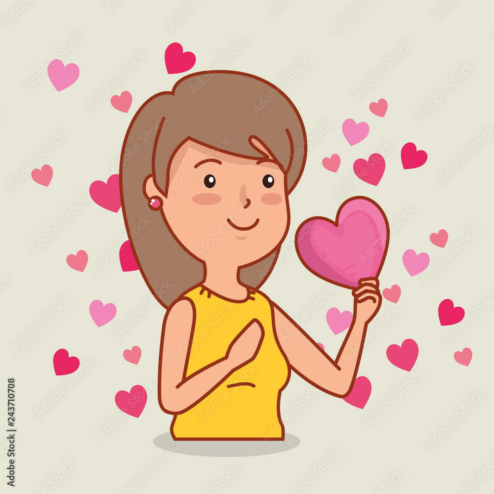 woman with hearts to valentines day celebration woman with hearts to valentines day celebration