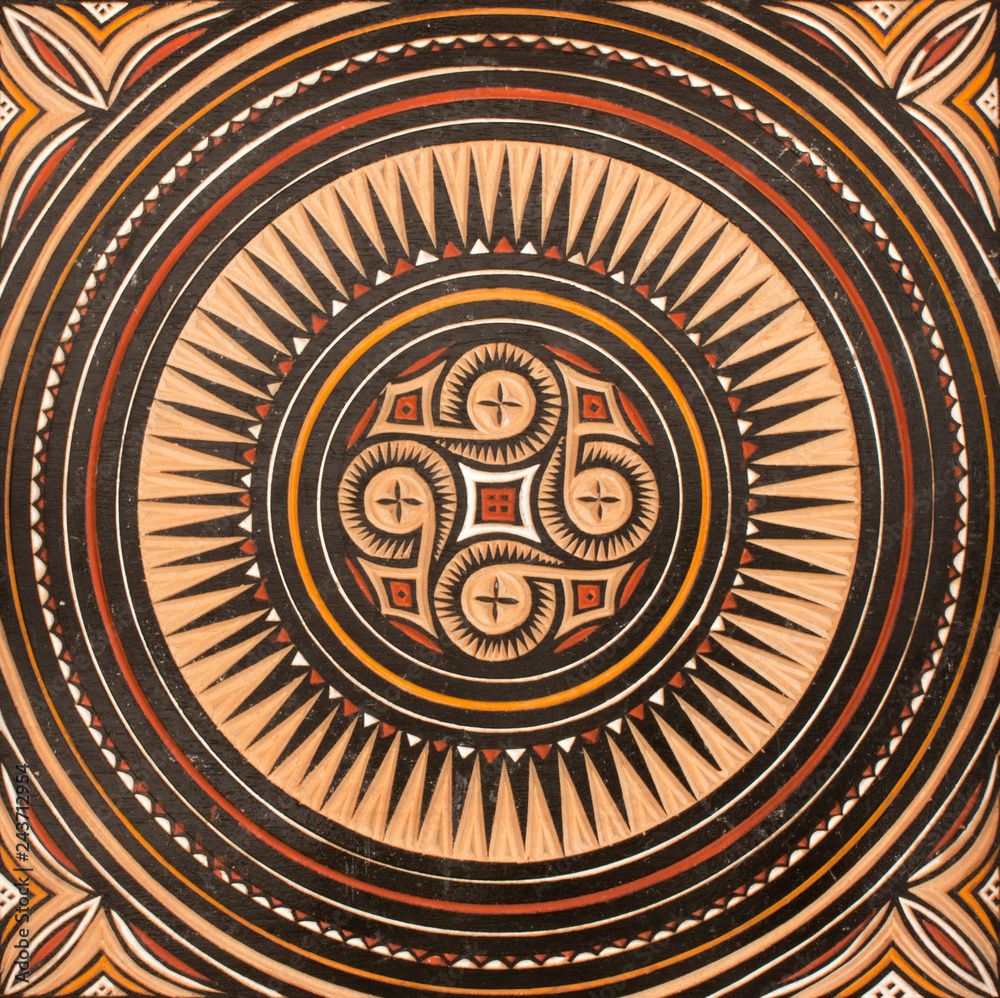 Obraz premium Sculpture sur bois / motif Toraja de Sulawesi (Indonésie)