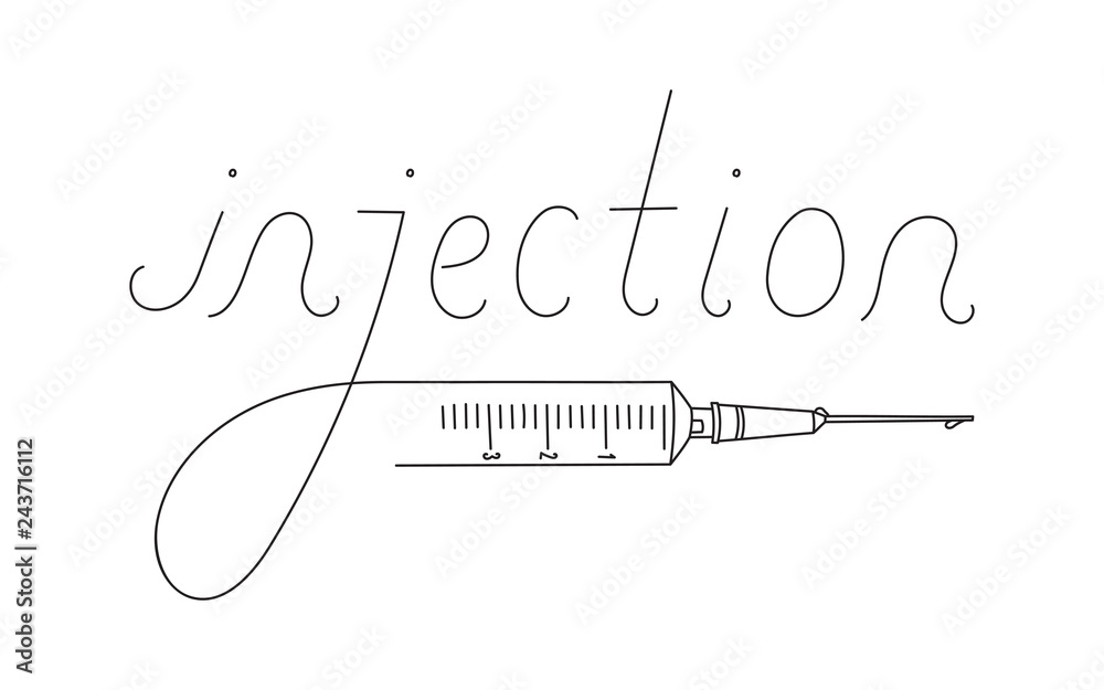 handwritten injection word and injection tool Stock Vector Adobe Stock