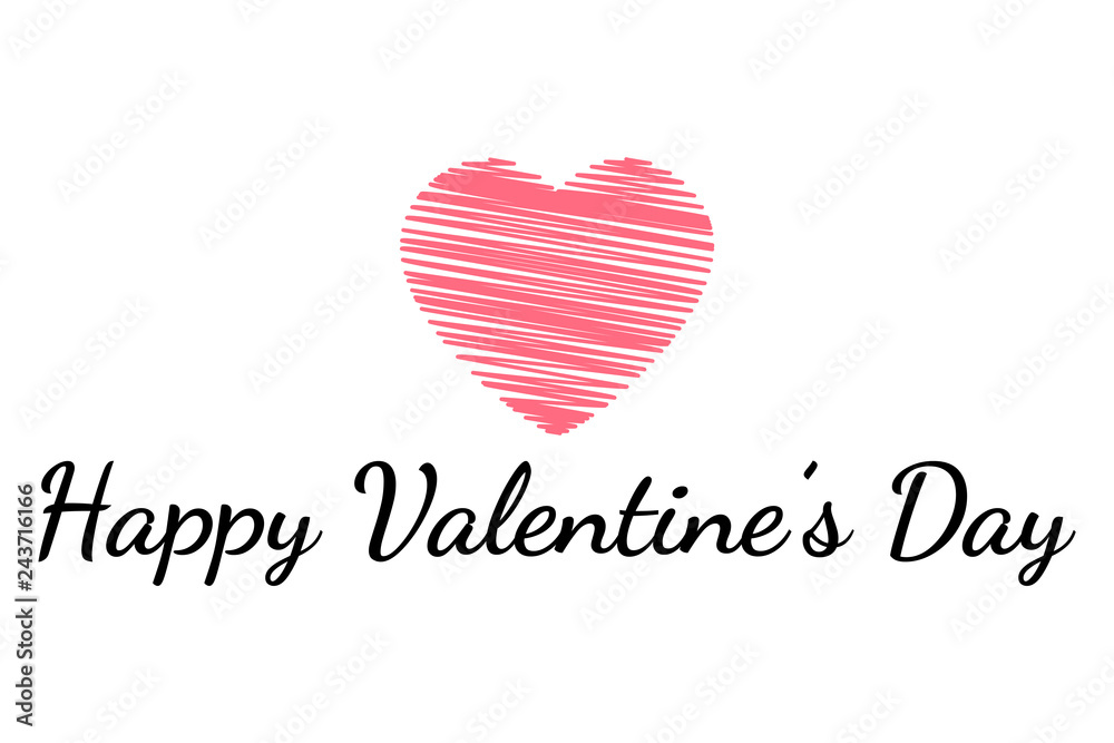 Happy Valentines Day. Template for postcards. Pink heart and inscription. Vector image. Background. Texture.