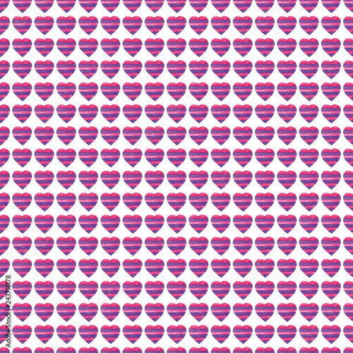 Seamless hand-drawn Valentine pattern with heart shapes