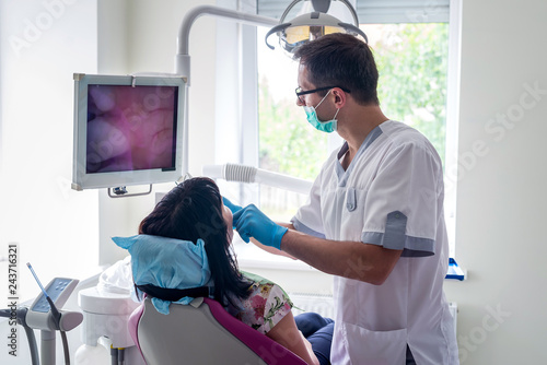 Patient and doctor in dentistry, planned visit photo