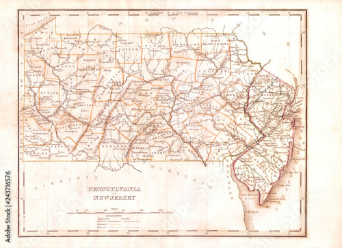 1835, Bradford Map of Pennsylvania and New Jersey