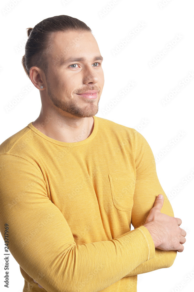Fototapeta premium Handsome young man posing on white background