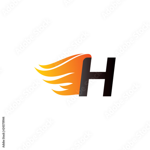 Letter H Burning Fire Logo