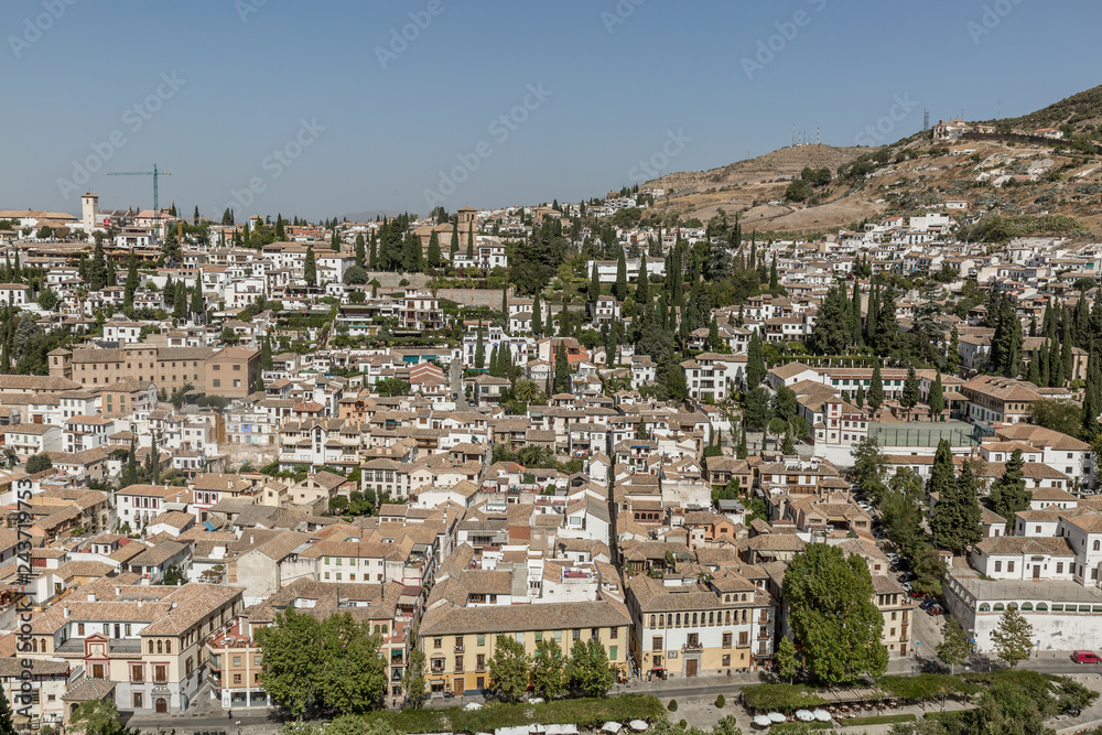 City architecture viewed from the Alhambra in Granada