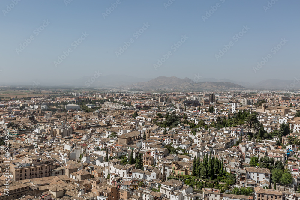 View of the city granada in Spain. Taken from a top of Alcazaba in Alhambra