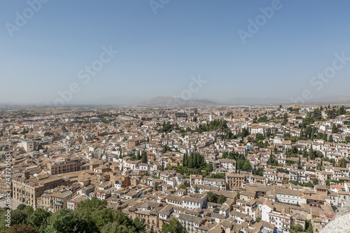 View of the city granada in Spain. Taken from a top of Alcazaba in Alhambra