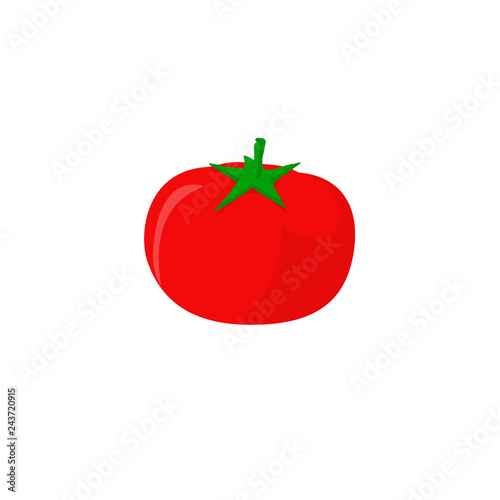 Tomato isolated vector logo, flat cartoon simple fresh tomato logotype or icon sign
