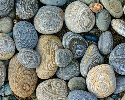 Overhead view of rocks on a beach, Canada photo