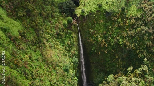 Maui, Hawaii circa-2018.  Aerial view of Honokohau Falls on Maui.  Shot with Cineflex and RED Epic-W Helium.  photo