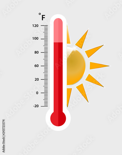 heat thermometer icon - vector measurement symbol hot, cold, weather illustration - Vector