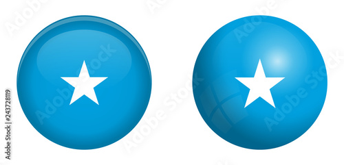 Somalia flag under 3d dome button and on glossy sphere / ball. photo