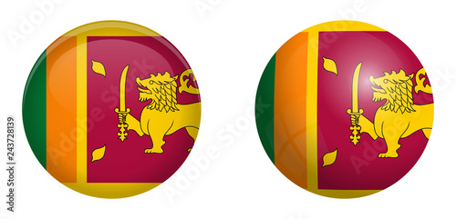 Sri Lanka (Ceylon) flag under 3d dome button and on glossy sphere / ball.