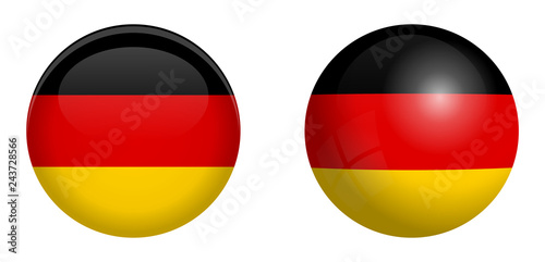 Germany flag under 3d dome button and on glossy sphere / ball.