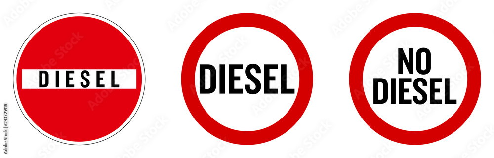 Diesel not allowed sign. Text in Diesel not allowed sign. Text in