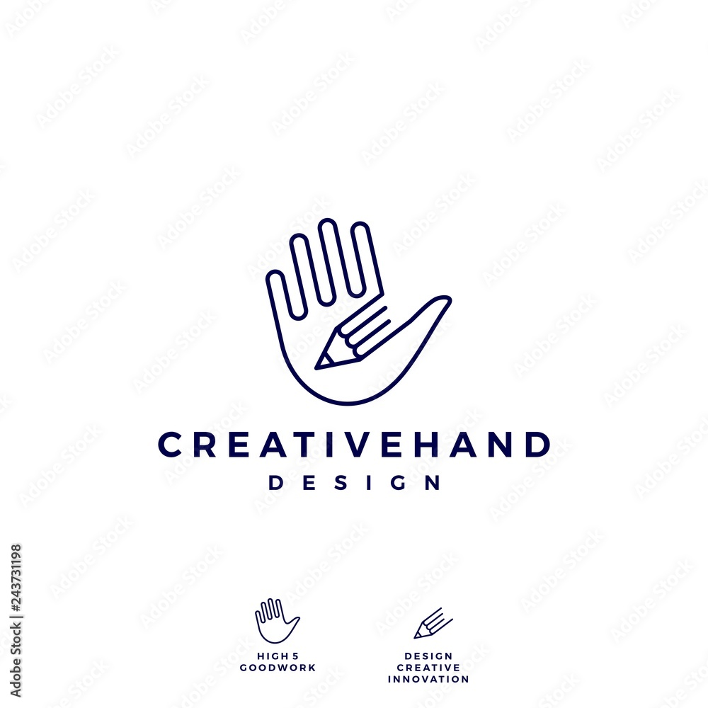 hand pencil logo vector icon illustration hand pencil logo vector icon illustration