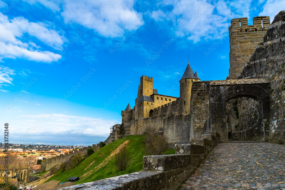 Fortified medieval city of Carcassonne in France. Fortified medieval city of Carcassonne in France.