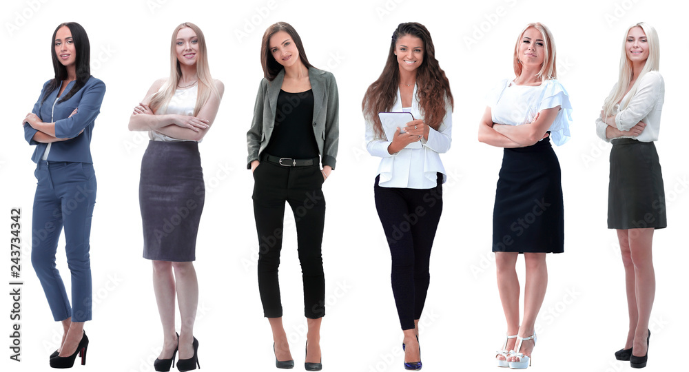 Obraz premium Collection of full-length portraits of young business women