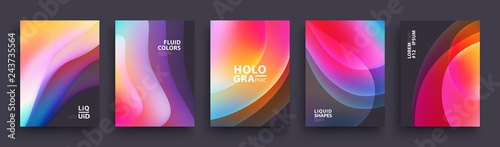 Modern Covers Template Design. Fluid colors. Set of Trendy Holographic Gradient shapes for Presentation, Magazines, Flyers, Annual Reports, Posters and Business Cards. Vector EPS 10 photo
