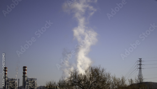 Factory with smoke chimney