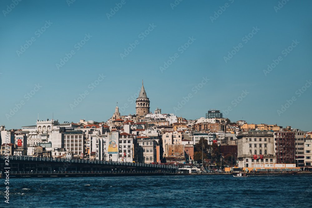 View of Istanbul, located on the shores of the Bosphorus.