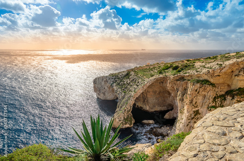 Obraz na płótnie Blue Grotto, Malta. Natural stone arch and sea caves.