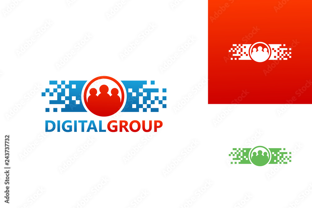 Fototapeta premium Pixel Digital Group Logo Template Design Vector, Emblem, Design Concept, Creative Symbol, Icon