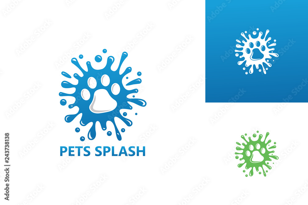 Fototapeta premium Pets Splash Logo Template Design Vector, Emblem, Design Concept, Creative Symbol, Icon
