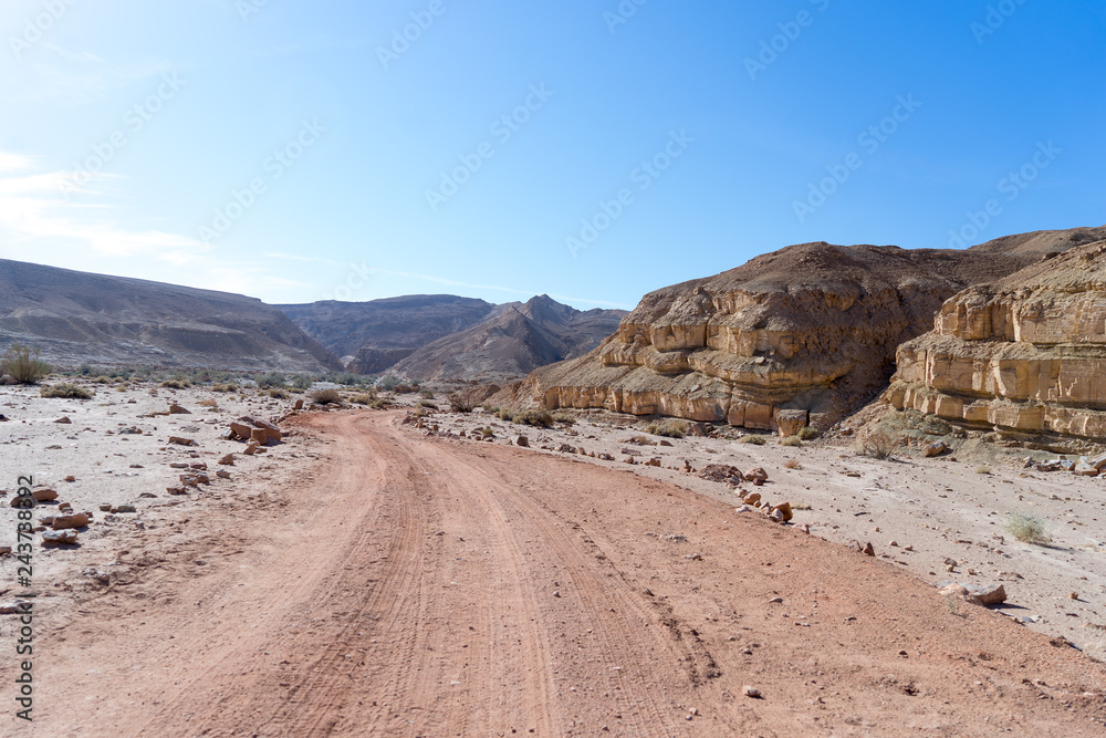 Hiking in Negev desert of Israel