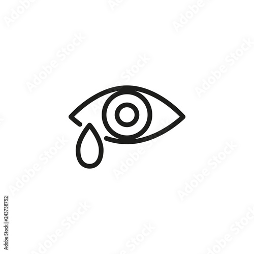 Tear in eye line icon. Sadness, vision, symptom. Illness concept. Can be used for topics like allergy, lacrimation, mood