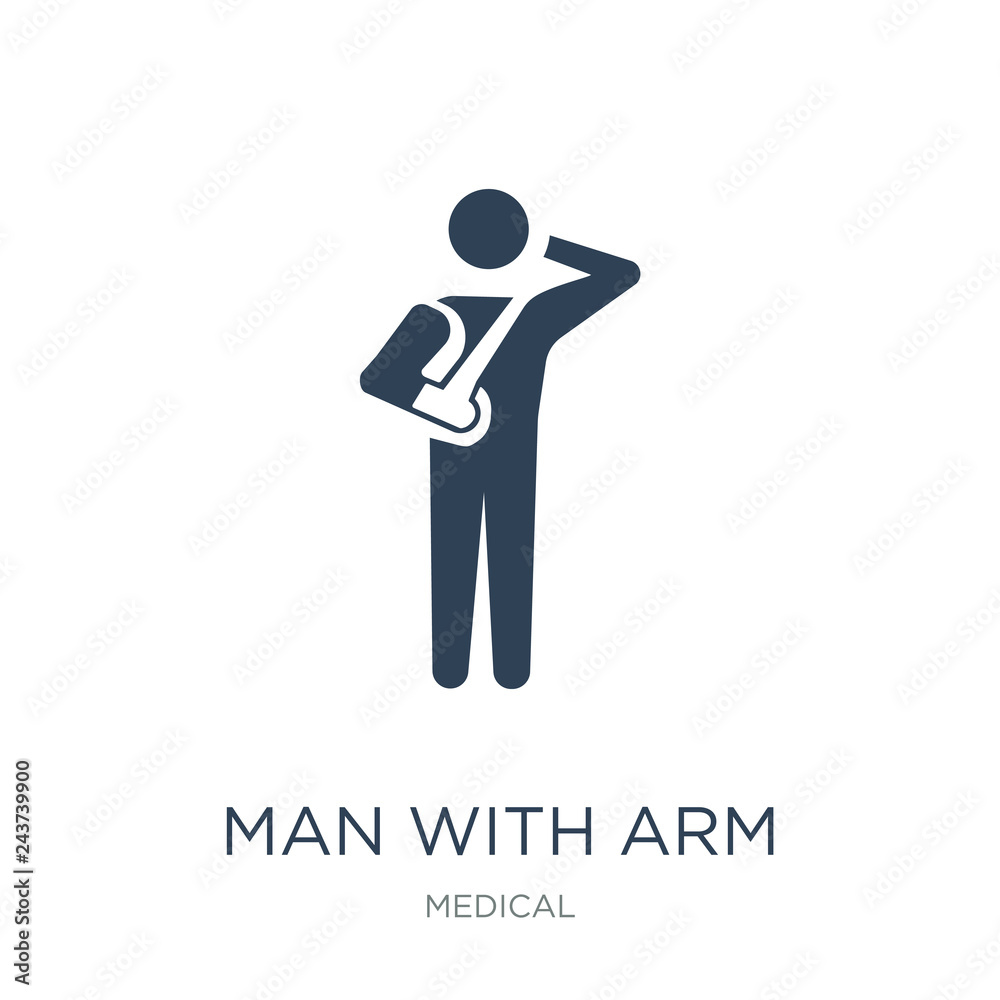 man with arm injury icon vector on white background, man with ar man with arm injury icon vector on white background, man with ar