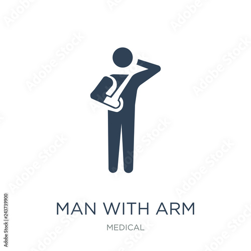 man with arm injury icon vector on white background, man with ar