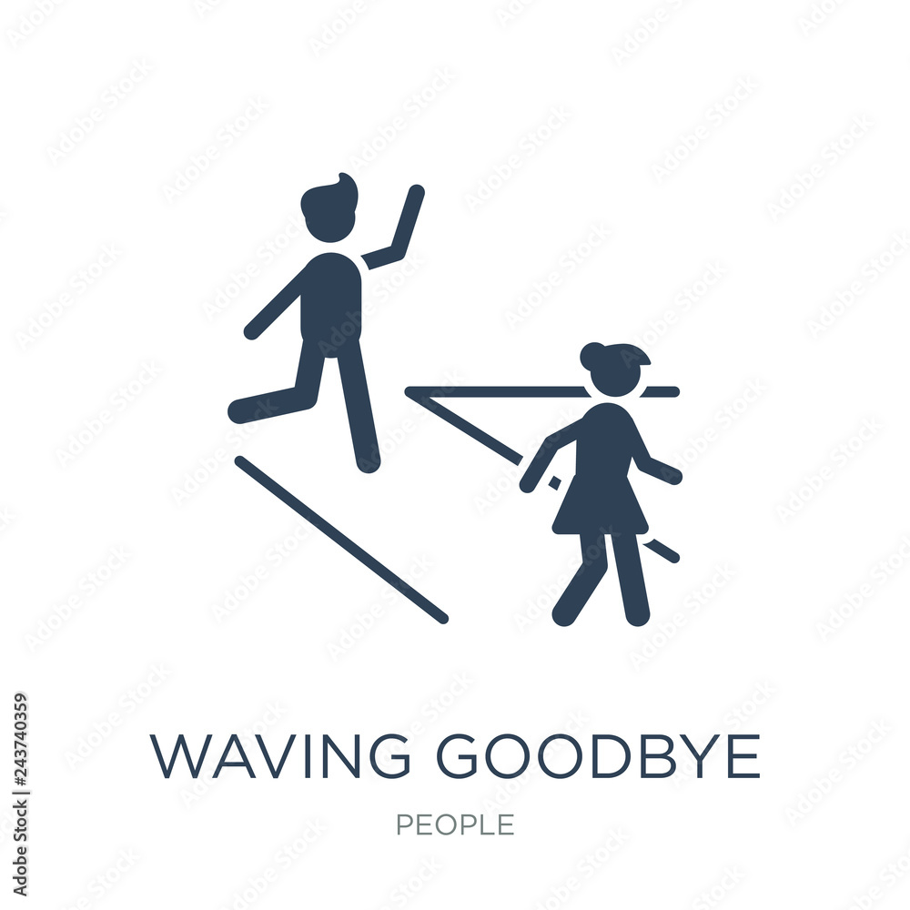 waving goodbye icon vector on white background, waving goodbye t