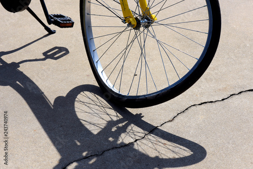 Close-up of crooked bicycle wheel