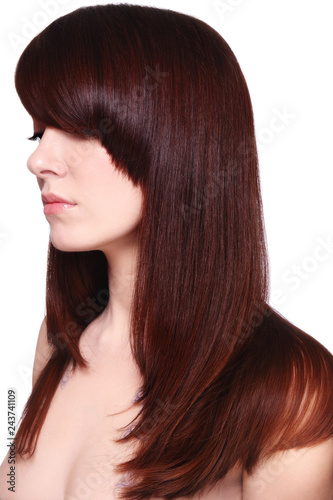 Young beautiful woman with long bob haircut