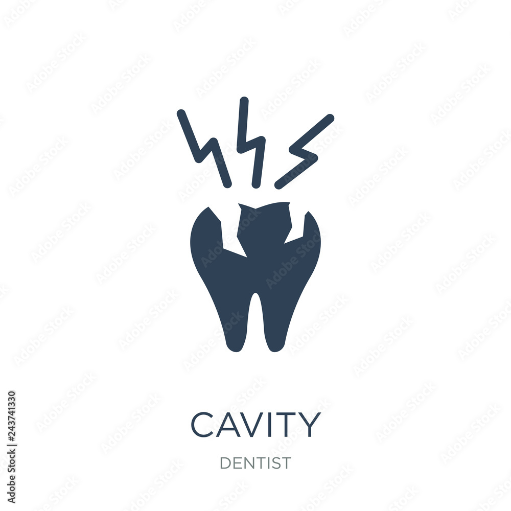 Fototapeta premium cavity icon vector on white background, cavity trendy filled ico