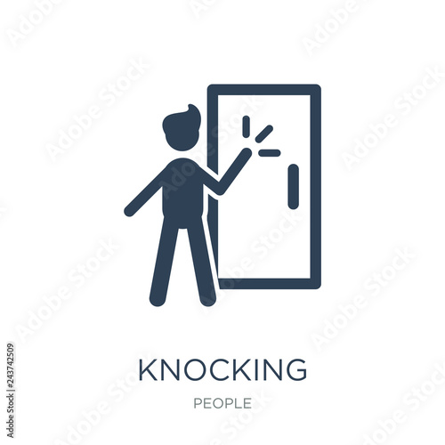 knocking icon vector on white background, knocking trendy filled photo