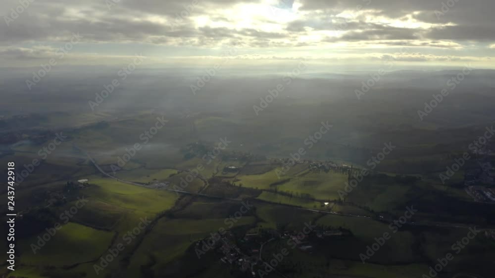 Aerial hyperlapse of picturesque Tuscany landscape on partially cloudy day, Italy Aerial hyperlapse of picturesque Tuscany landscape on partially cloudy day, Italy