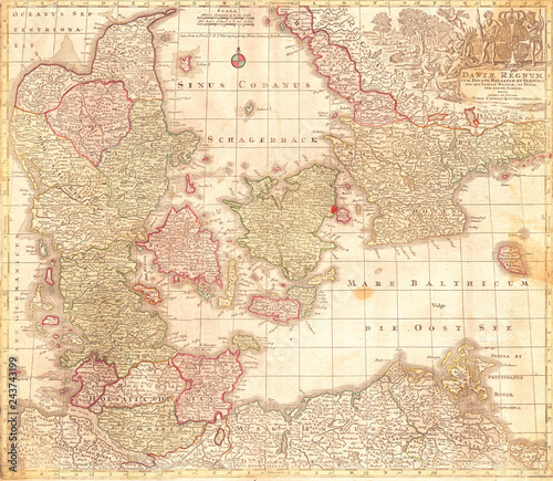 1770  Lotter Map of Denmark Daniae Regnum