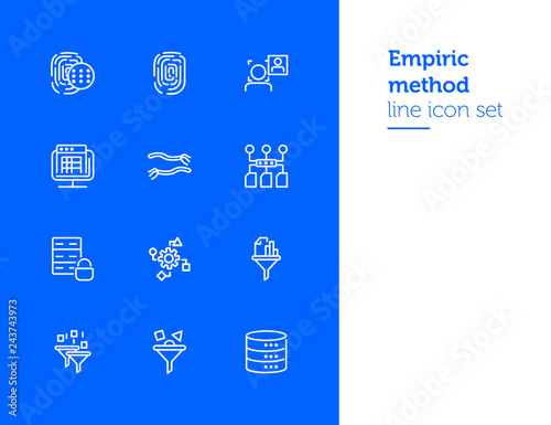 Empiric method line icon set. Fingerprint, data safety, face detection. Modern technology concept. Can be used for topics like data storage, app development, filter