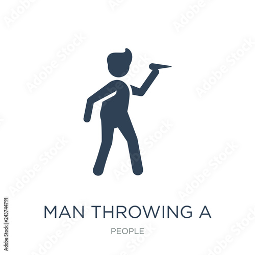 man throwing a dart icon vector on white background, man throwin