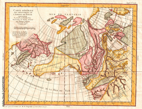 1772, Vaugondy, Diderot Map of Alaska, the Pacific Northwest and the Northwest Passage
